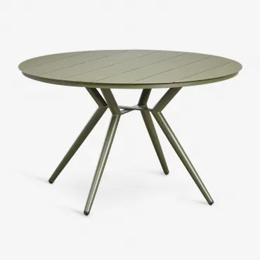 Ronde Aluminium Tuin Tafel Valerie Ø125 Cm & Groen – Intens Olijf - Sklum