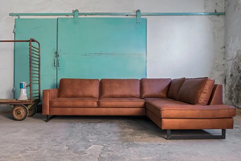 Hoekbank / Loungebank Riverdance | Rechts | Leer Cognac 03 | 2,90 x 2,17 mtr