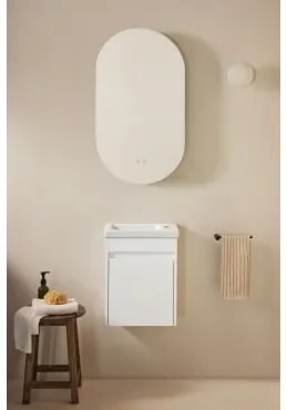 Narek Zwevend Houten Badkamermeubelset Met Geïntegreerde Wastafel Wit & Ovaal Met Opbergruimte Zwart 50x90 Cm Oricsa & Zonder Kraan - Sklum