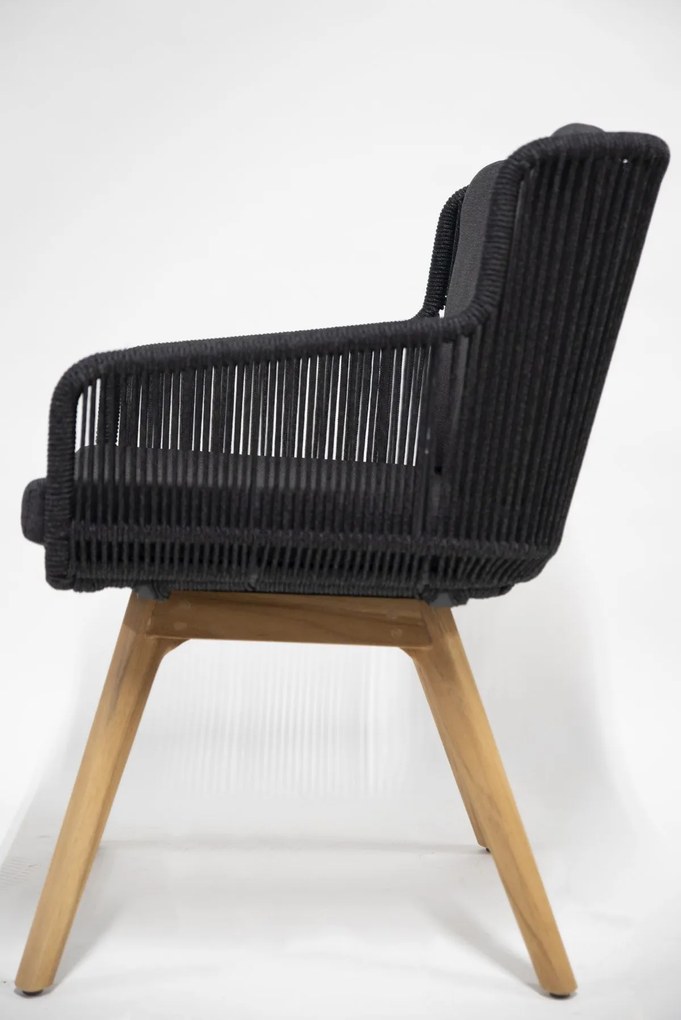 4 Seasons Outdoor Flores tuinstoel antraciet met teak onderstel SALE Tuinstoel   houtkleur weerbestendig