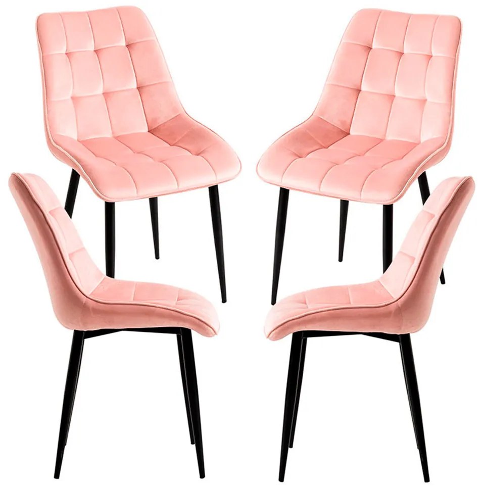 Set van 4 fluwelen Cade Stoelen