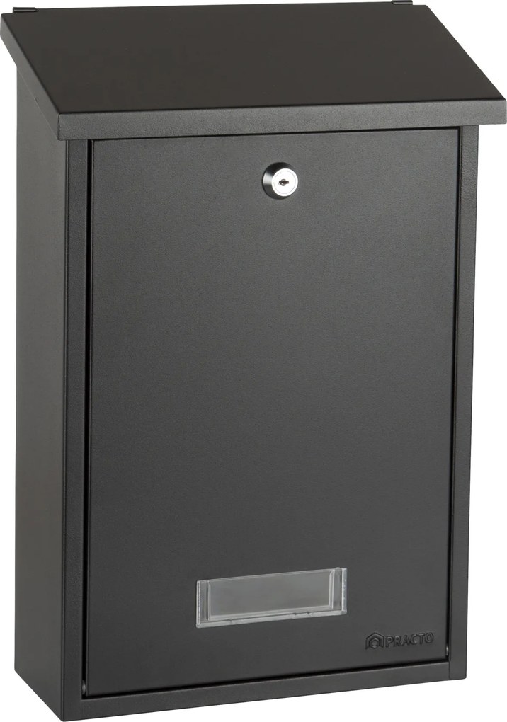 Practo Garden brievenbus Dublin mat zwart - in gelakt staal - 10x25x39,6cm - RAL 7020 MAT