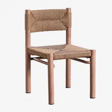 Pack Van 4 Eetkamerstoelen Van Synthetisch Riet En Aluminium Greitiel Natuurlijk - Sklum