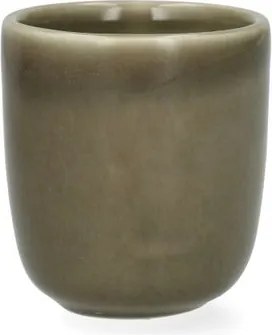 Beker, reactieve glazuur, steengoed, olijfgroen, Ø6 x 6,5 cm
