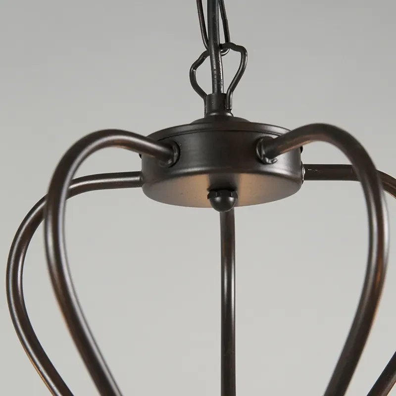 Eettafel / Eetkamer Klassieke kroonluchter roestbruin met kapjes wit - Como 5 Landelijk / Rustiek E14 rond Binnenverlichting Lamp