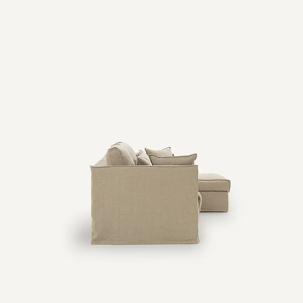 Omvormbare hoekbank in dik stonewashed linnen, Camille