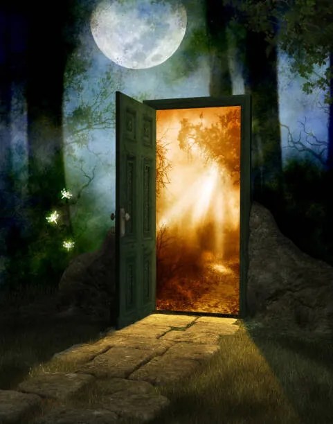 Ilustratie Magical Fairy Wood with Door to New World, ratpack223