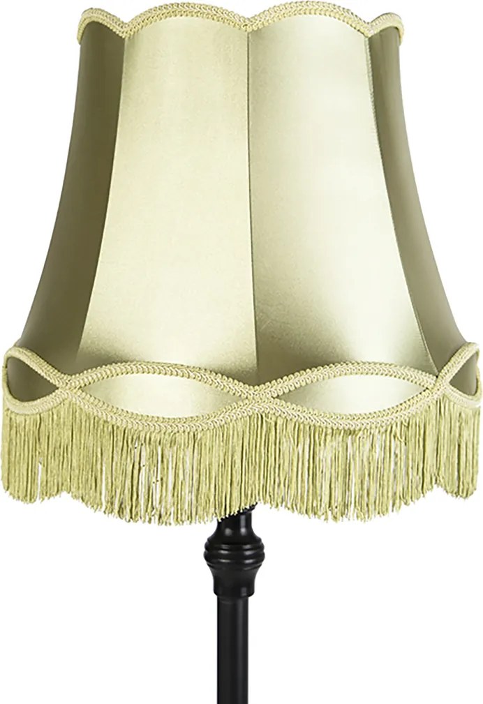 Smart vloerlamp zwart met Granny kap groen incl. Wifi A60 - Classico