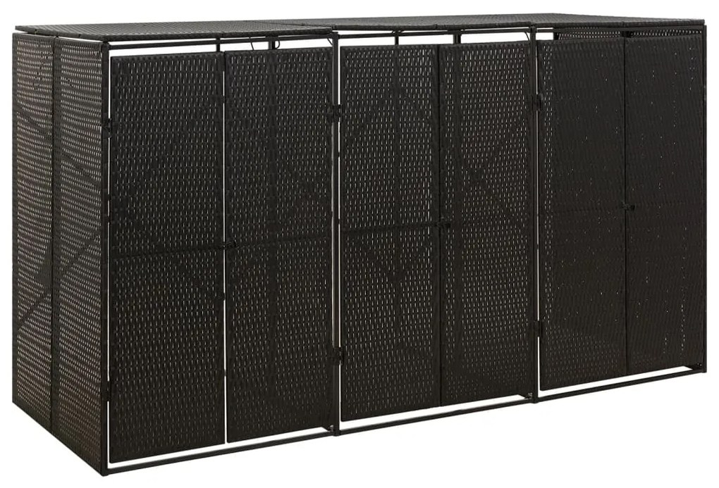vidaXL Containerberging driedubbel 207x80x117 cm poly rattan zwart