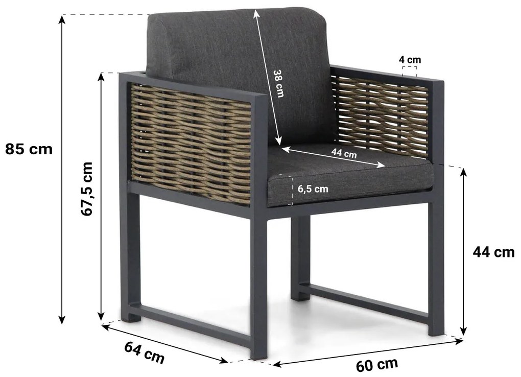 Tuinset 4 personen 160 cm Aluminium/wicker Grijs Santika Furniture Santika