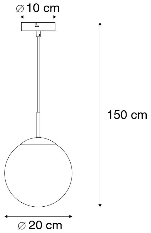 Smart hanglamp messing met oceaanblauw glas 20 cm incl. Wifi ST64 - Pallon