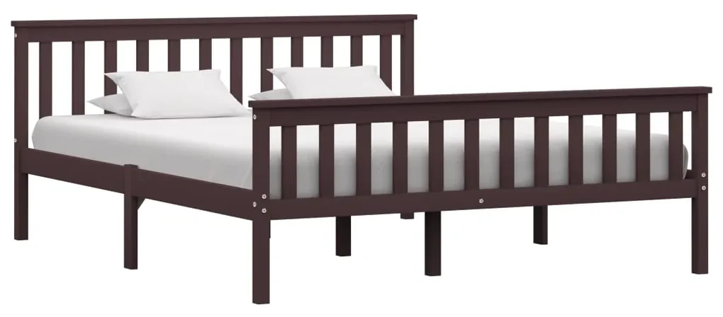 vidaXL Bedframe met 2 lades massief grenenhout donkerbruin 160x200 cm