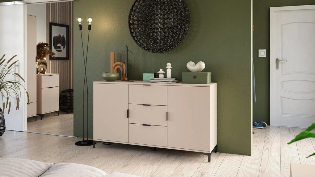 Kast LANA 04 beige - STAANDE 2-DEURS KAST MET LADEN