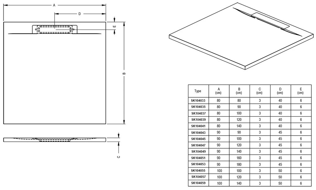 Riho Isola douchevloer 140x100cm wit mat
