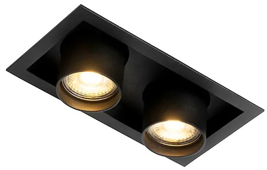 Moderne inbouwspot zwart verstelbaar 2-lichts - Roof