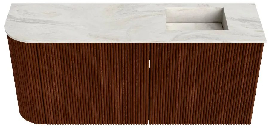 Mondiaz Joya DLux 90cm toiletmeubel ronding links ruby met wastafel faye rechts 1 kraangat ostra