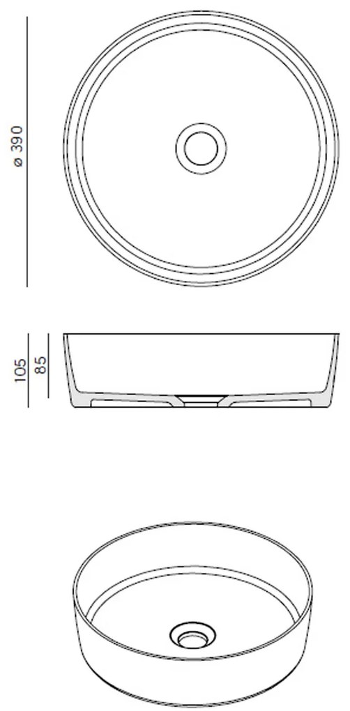 Resigres Lavabo 8003 waskom rond 40x10cm solid surface wit