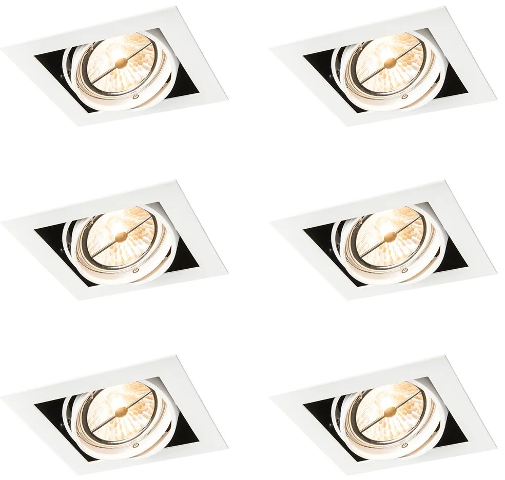 Set van 6 Inbouwspot wit AR111 verstelbaar - Oneon