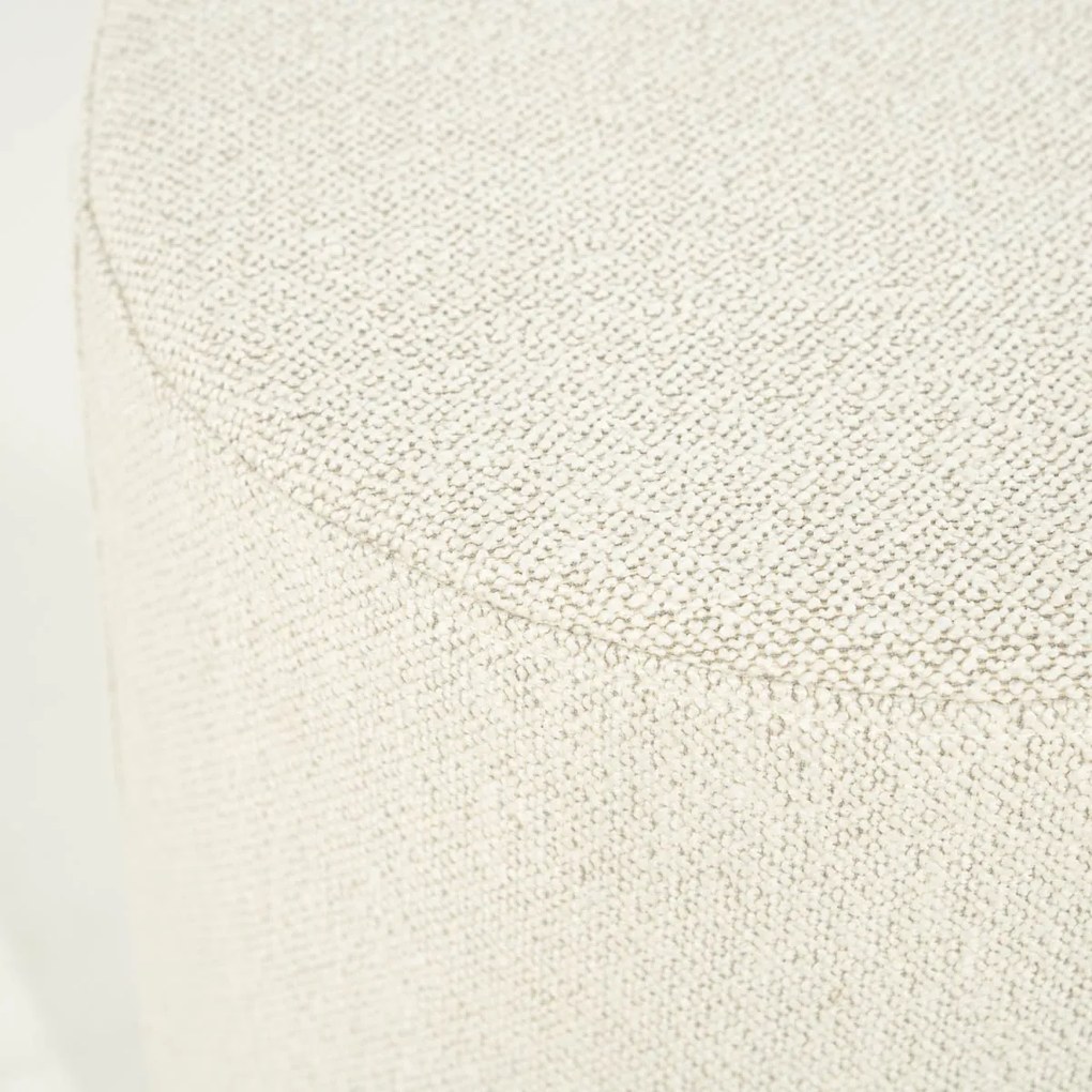 Eleonora Avah Ronde Poef Beige Met Eiken Rand