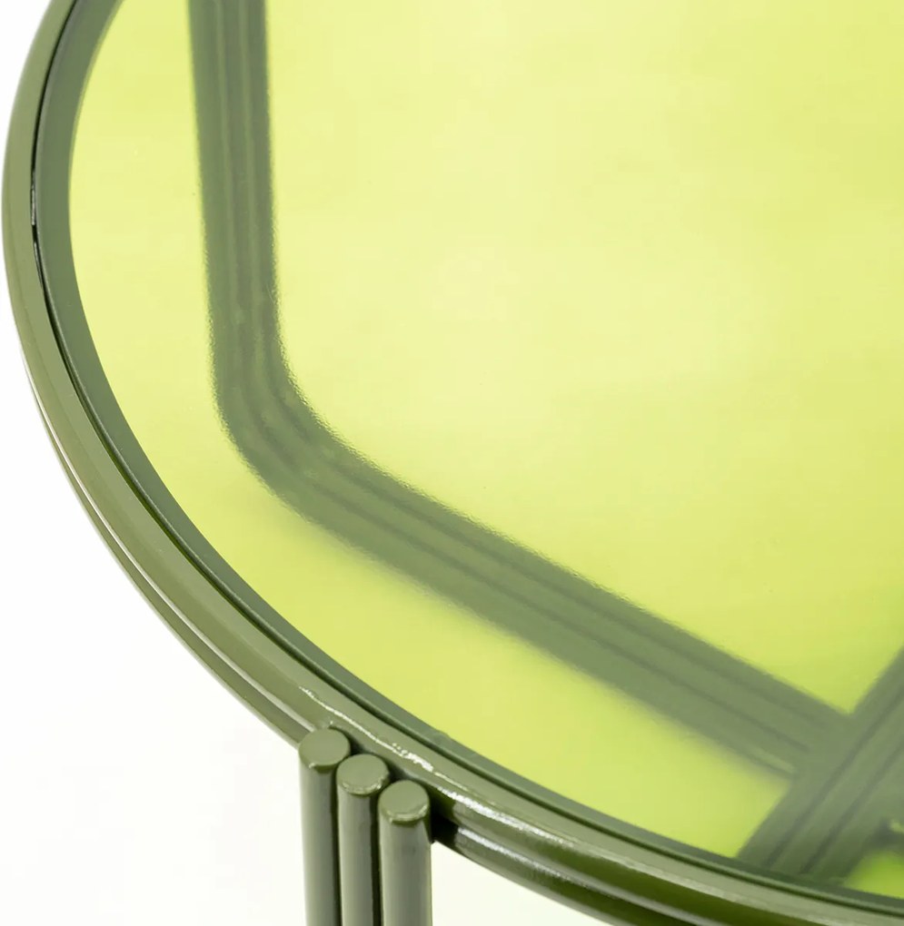Retro Salontafel Glas Groen - 63 X 63cm.
