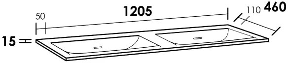 Sanituba Nature badmeubel 120cm mat zwart  met wastafel Furiosa mat wit dubbele wasbak geen kraangaten