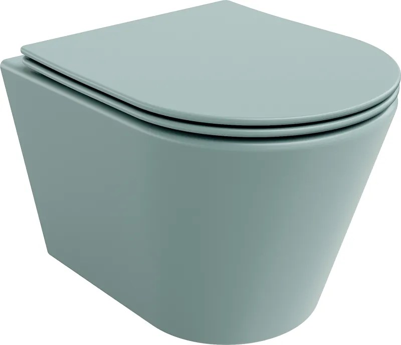 Mexen Rico rimloze wc-pot met langzaam sluitende dunne zitting, duroplast, lichtgroen mat - 30724048