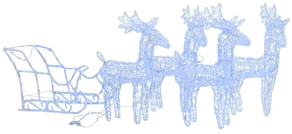 vidaXL Kerstdecoratie rendieren en slee 280x28x55 cm acryl