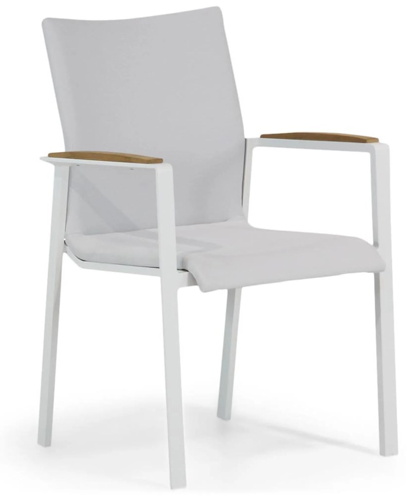 Tuinset Ronde Tuintafel 6 personen 160 cm Aluminium/teak Wit  Lifestyle Garden Furniture Brandon/Wellington