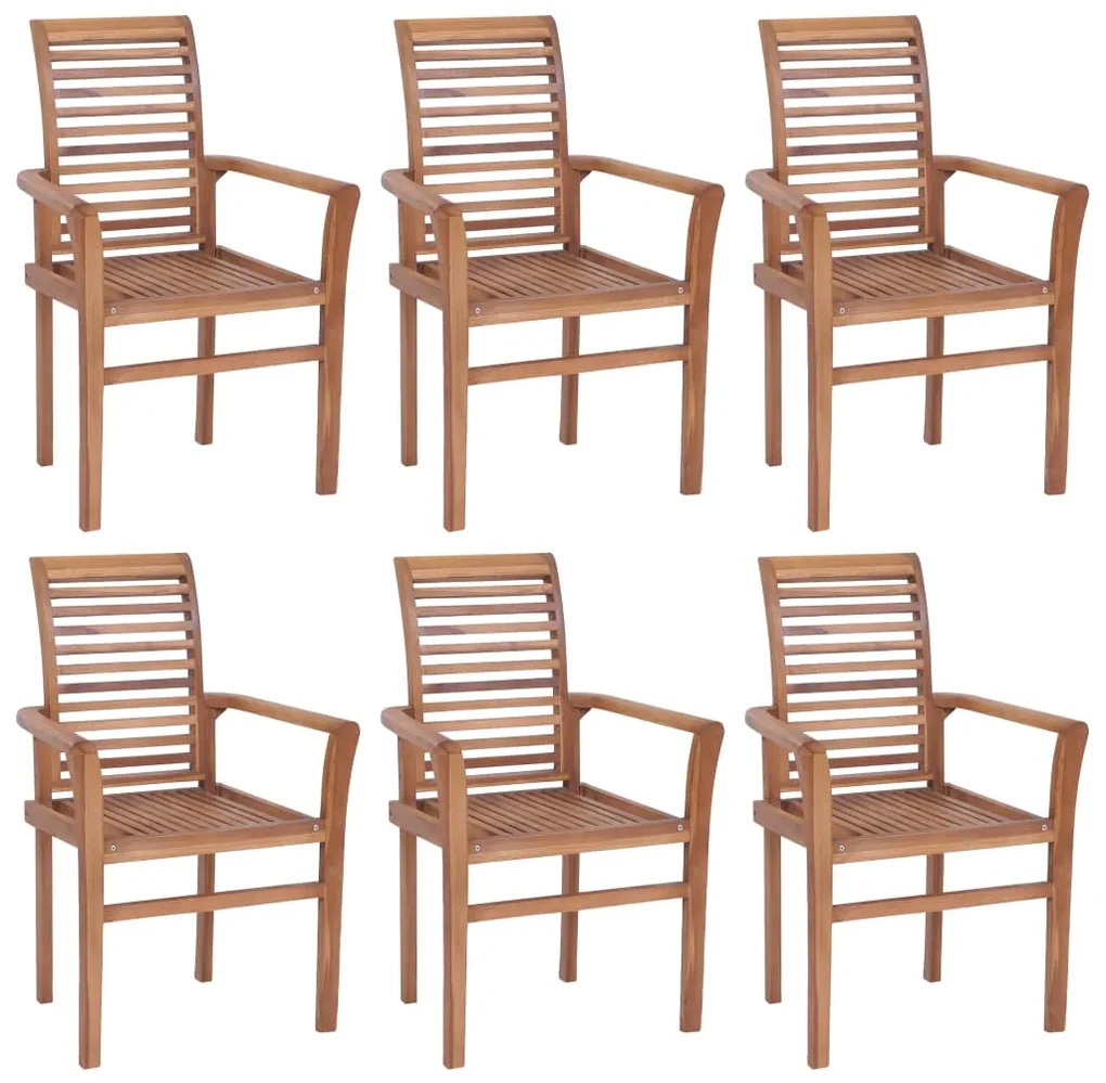 vidaXL Eetkamerstoelen 6 st met grijze kussens massief teakhout