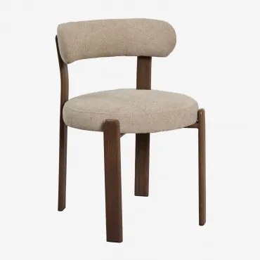 Set Van 2 Gestoffeerde Eetkamerstoelen Met Ijzeren Frame Jolie Donkerbruin Hout & Chenille Bruin Wheat - Sklum