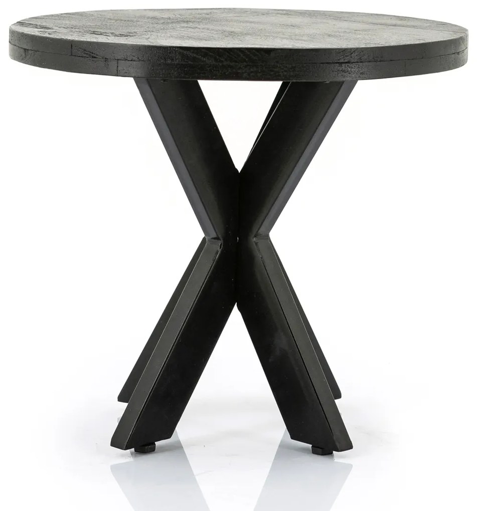 Eleonora Steven Ronde Salontafel Van Zwart Hout 50 Cm - 50 X 50cm.
