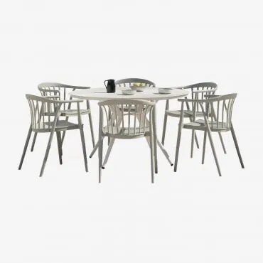 Valerie Ronde Aluminium Tafelset Ø125 Cm En 6 Ivor Tuinstoelen Van Polypropyleen Groen – Khaki - Sklum