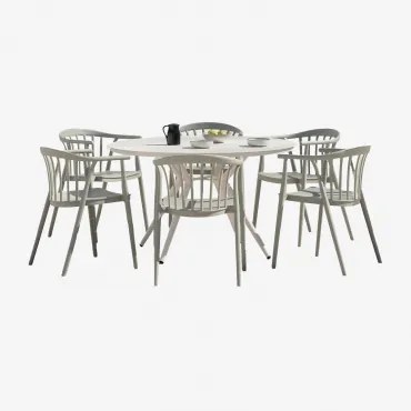 Valerie Ronde Aluminium Tafelset Ø125 Cm En 6 Ivor Tuinstoelen Van Polypropyleen Groene Lauerl - Sklum