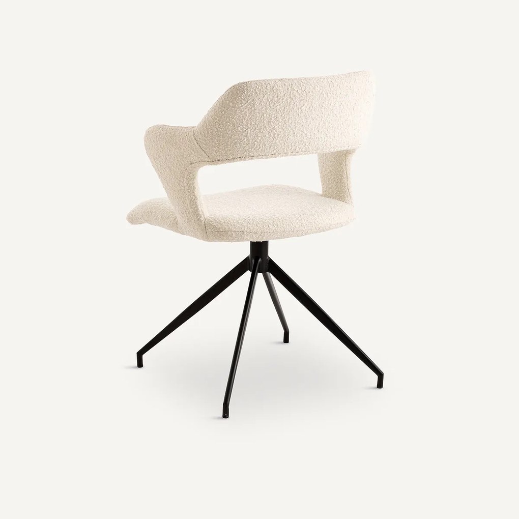 Draaiende tafelfauteuil, bouclette, Asyar