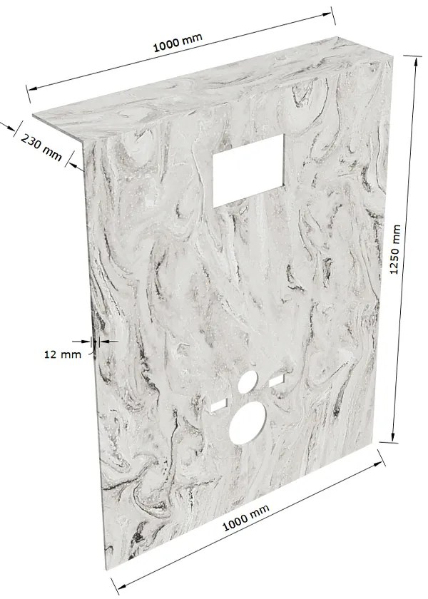 Mondiaz Hope toiletplaat solid surface 100x125cm glace voorgeboord