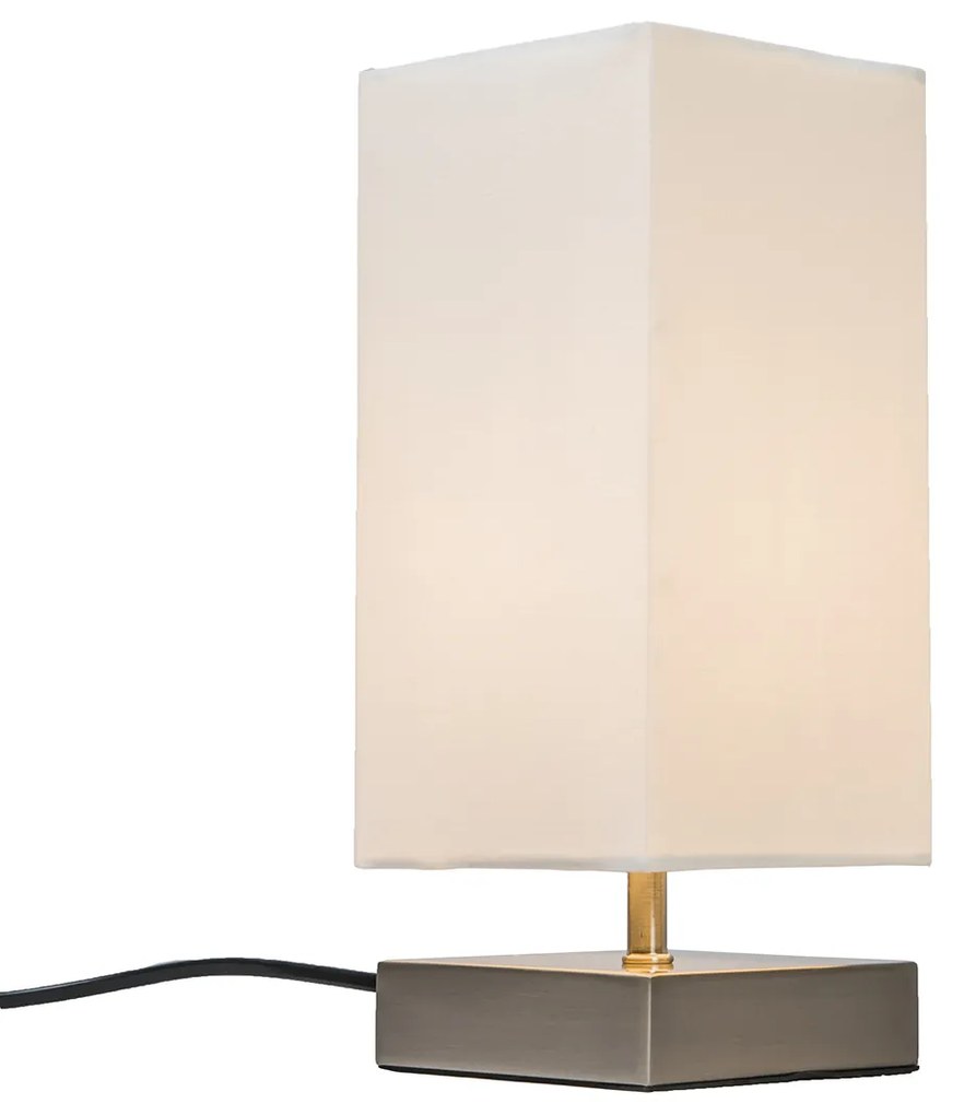 Moderne tafellamp wit met staal - Milo Design, Industriele / Industrie / Industrial, Modern E14 vierkant Binnenverlichting Lamp