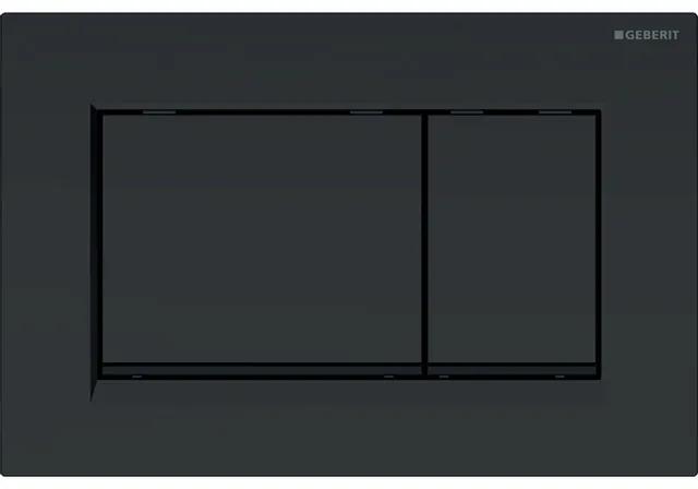 Geberit Sigma30 bedieningplaat, 2-toets spoeling frontbediening voor toilet 24.6x16.4cm mat zwart 115.883.16.1