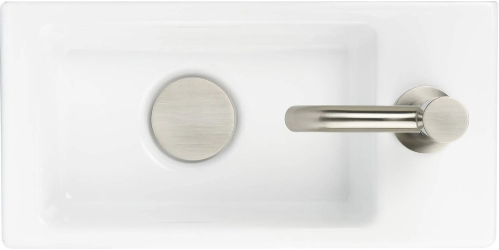 Saqu Trento fonteinset met RVS-look kraan links glanzend wit keramiek