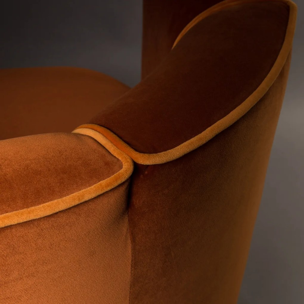 Dutchbone Flower Draaifauteuil Oranje Fluweel