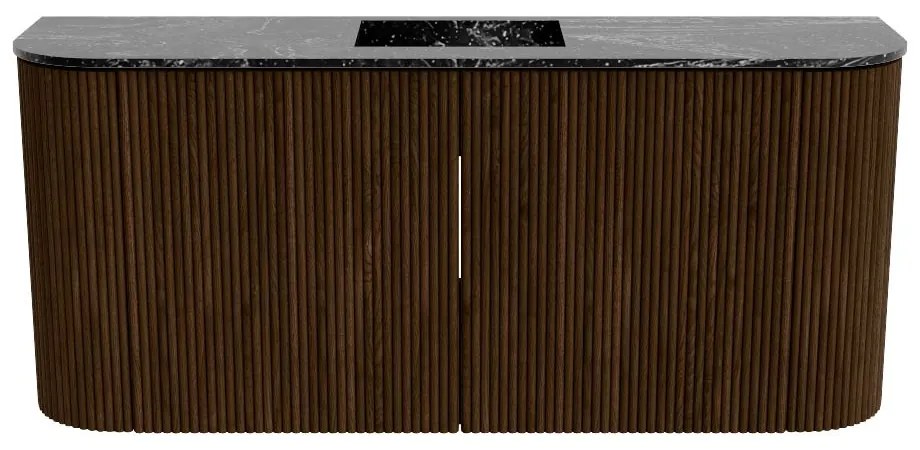 Mondiaz Joya DLux 95cm toiletmeubel ronding links/rechts walnut met wastafel faye midden zonder kraangat lava