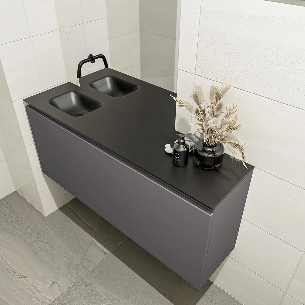 Mondiaz Olan 120cm toiletmeubel dark grey met wastafel urban links geen kraangat