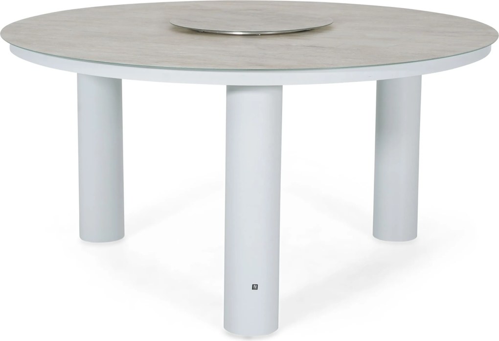 Dining Tuintafel rond 150 cm met lazy susan Wit Arancia