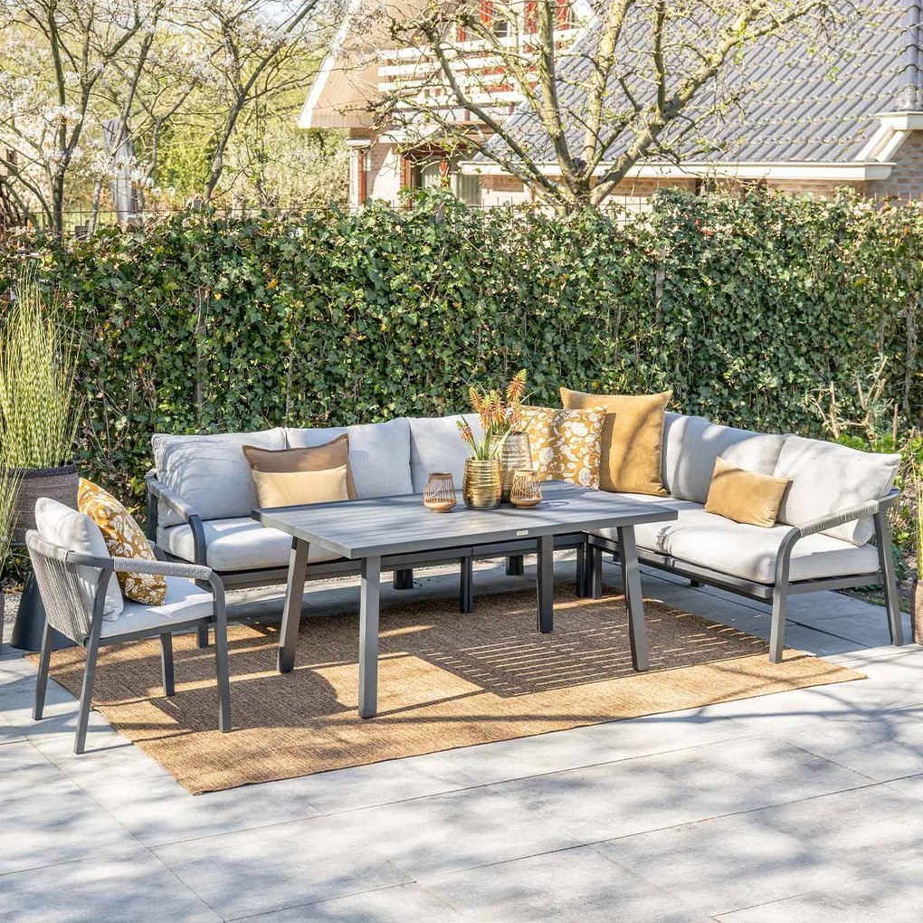 Garden Impressions Tarera lounge dining set 6-delig incl stoel - donker grijs