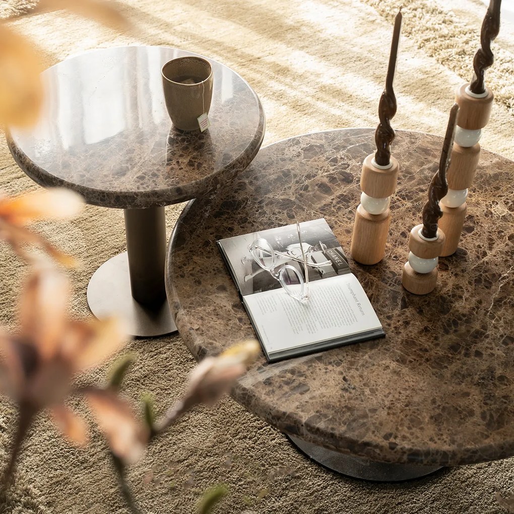 Lage Salontafel Rond Marmer - 75 X 75cm.