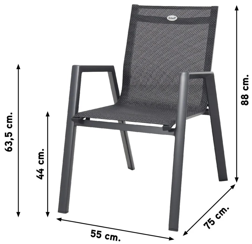 Hartman Napoli/Silva houtlook 240x115 cm. ovale tuinset - stapelbaar - 7-delig