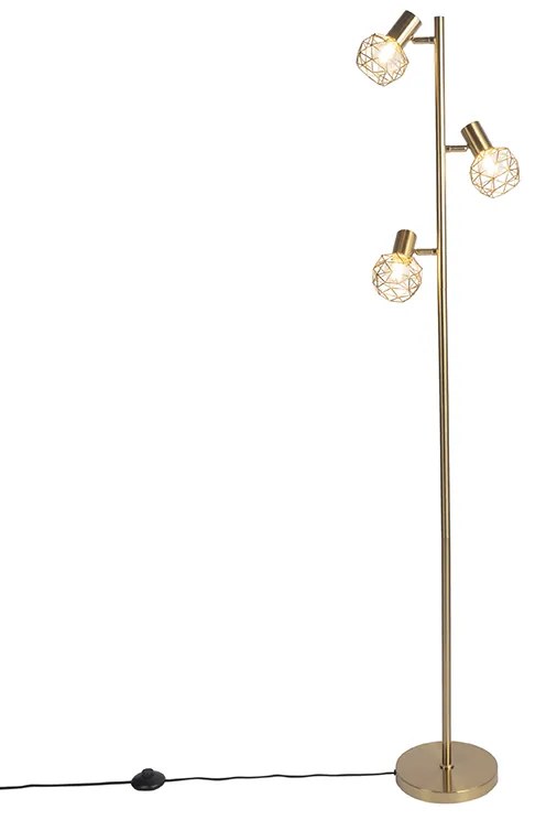 Design vloerlamp goud 3-lichts verstelbaar - Mesh