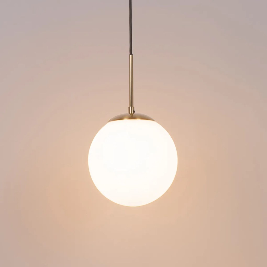 Art Deco hanglamp goud met opaal glas incl. rail adapter wit 1-fase - Slimline Flore