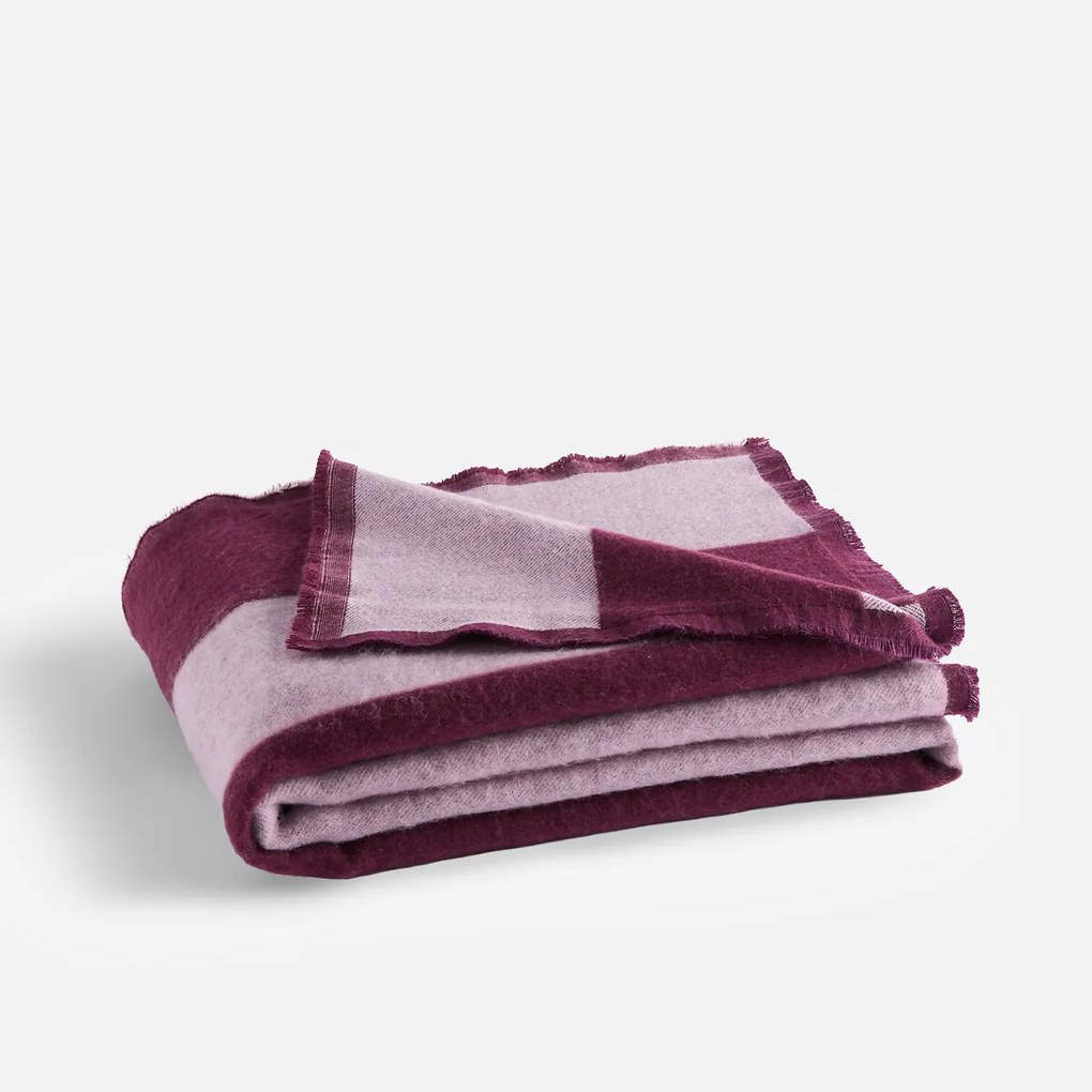 Plaid in jacquard met geometrische strepen en franjes, TABAKA