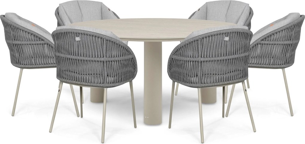 Tuinset Ronde Tuintafel 6 personen 158 cm Rope Zand/Beige  Santika Furniture Santika