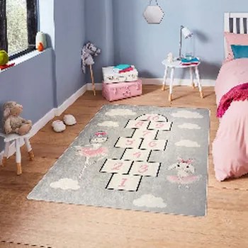 Kleden Grijs Mani Textile  Hopscotch vloerkleed voor kinderen